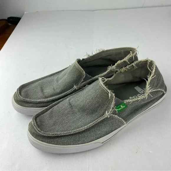 Sanuk Womens 10 Cabrio Gray Canvas Slip On Loafers - Picture 2 of 5